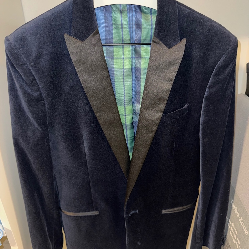 Navy Blue Velvet Tuxedo Jacket/Blazer